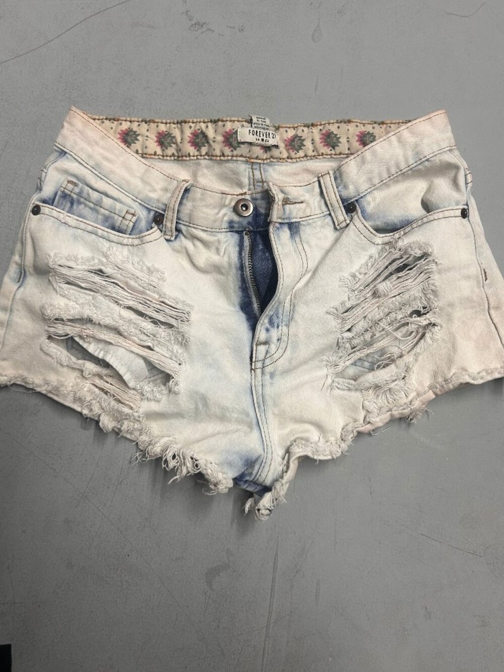 High waisted distressed denim shorts